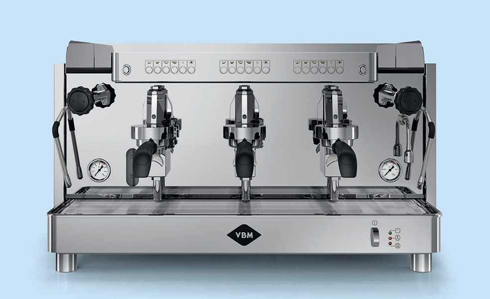 Machine à café VBM Replica Electronique 3 pistons en inox fond bleu